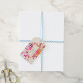 Roze Waterverf Floral Weddenschap Aangepast Dank j Cadeaulabel (Met Touw)