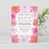 roze Waterverf Floral Wedding Kaart (Staand voorkant)