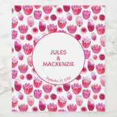 Roze Waterverf Floral Wedding Wijn Etiket (Enkel label)