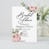 Roze waterverf florale uitnodiging (Staand voorkant)