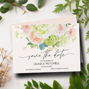 Roze Waterverf Florals Wedding Save The Date