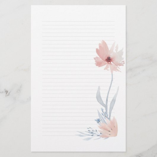 Roze Waterverf Florence Note Paper Briefpapier (Voorkant)