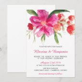 Roze Waterverf Flower Posy Wedding Kaart (Voorkant / Achterkant)