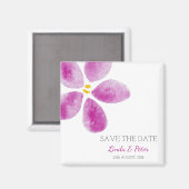 Roze Waterverf Flower Save the Date Wedding Magneet (Voorkant / Achterkant)