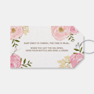 Roze Waterverf Flowers Baby shower Gift Label Cadeaulabel