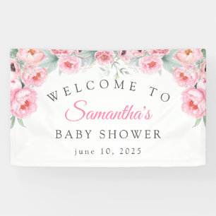 Roze waterverf Flowers, Baby shower, Welkom Spandoek