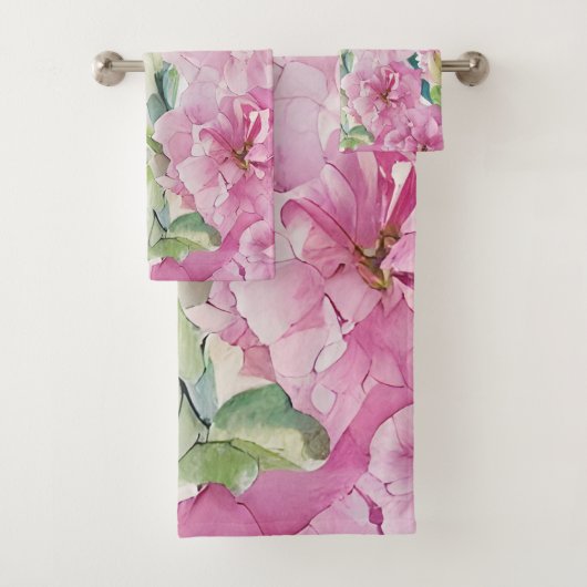 Roze Waterverf Flowers Bad Handdoek (Insitu)