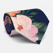 Roze Waterverf Flowers Blue Design Stropdas (Opgerold)