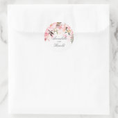 Roze Waterverf Flowers Ronde Sticker (Tas)