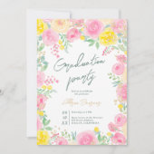 Roze waterverf foto afstuderen kaart (Voorkant)