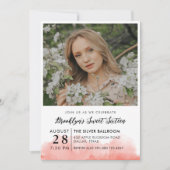 Roze Waterverf Foto Sweet 16 Kaart (Voorkant)