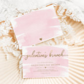 Roze Waterverf Galentine's Day Brunch Invitation Kaart