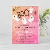 ROZE WATERVERF GEEST HALLOWEEN VERJAARDAGSFEEST KAART (Staand voorkant)