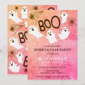 ROZE WATERVERF GEEST HALLOWEEN VERJAARDAGSFEEST KAART (Voorkant / Achterkant)