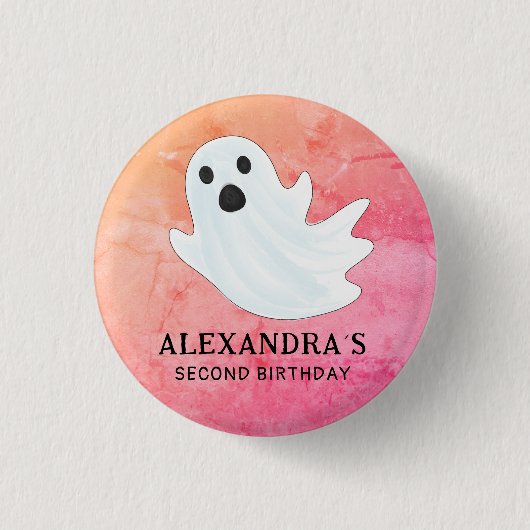 ROZE WATERVERF GEEST HALLOWEEN VERJAARDAGSFEEST RONDE BUTTON 3,2 CM (Voorkant)