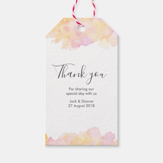 Roze waterverf gepersonaliseerd Dank u voor labels Cadeaulabel (Voorkant)