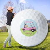 Roze Waterverf gepersonaliseerde golfkar Golfballen