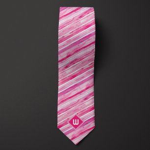 Roze waterverf gestreept stropdas