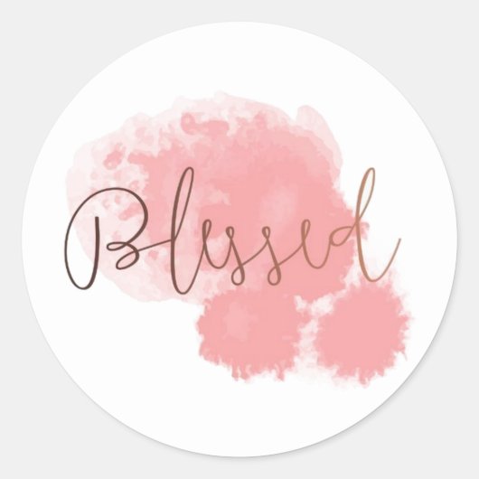 Roze Waterverf gezegend citaat Ronde Sticker (Voorkant)