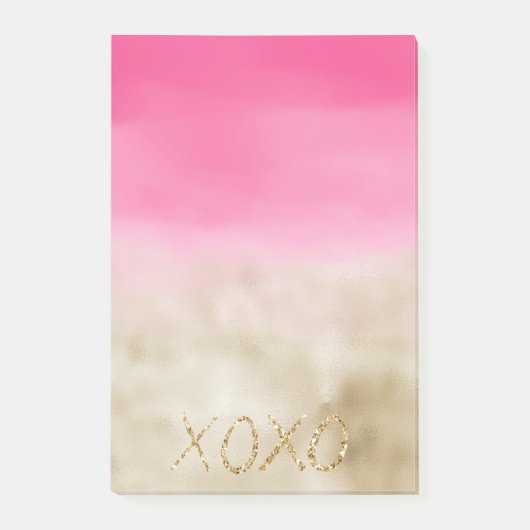 Roze Waterverf Glam Gold Tie Dye XOXO Glitter Post-it® Notes (Voorkant)