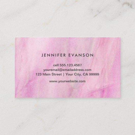 Roze Waterverf Glas in lood Patroon Visitekaartje (Achterkant)
