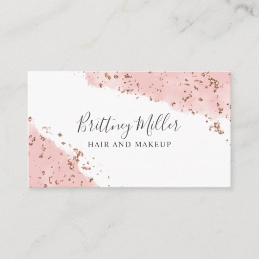 Roze Waterverf Glitter Visitekaartje Handschrift (Voorkant)