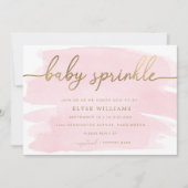 Roze Waterverf Gold Baby Sprinkle Uitnodiging (Voorkant)