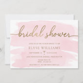 Roze Waterverf Gold Bridal Shower Kaart (Voorkant)
