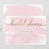 Roze Waterverf Gold Bridal Shower Kaart (Voorkant / Achterkant)