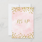 Roze Waterverf Gold Confetti Wedding RSVP (Achterkant)