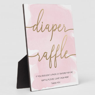 Roze Waterverf Gold Diaper Raffle Sign Fotoplaat