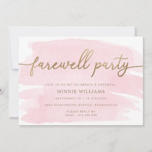 Roze Waterverf Gold Farewell Kaart