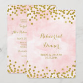 Roze Waterverf Gold Stippen Kaart (Voorkant / Achterkant)