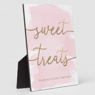 Roze Waterverf Gold Sweet Treats Sign Fotoplaat