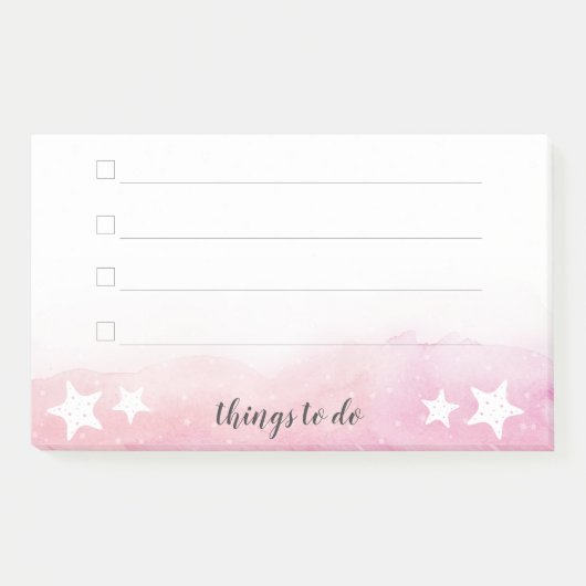 Roze Waterverf Golf Starfish Zeemeermin om lijst t Post-it® Notes (Voorkant)
