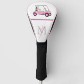 Roze Waterverf Golfkar Naam Monogram Golfheadcover (Voorkant)