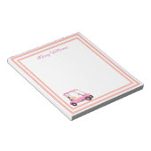 Roze Waterverf golfkar Naam Notitieblok (Schuin)