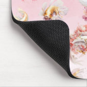 Roze Waterverf Goud Koi Vis Bloemen Muismat (Hoek)