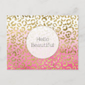 Roze Waterverf gouden luipaard Briefkaart (Voorkant)