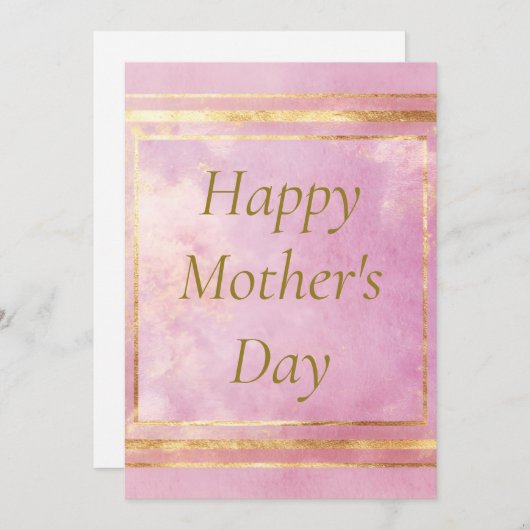Roze Waterverf & Goudfolie Moederdag Kaart (Voorkant / Achterkant)