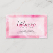 Roze Waterverf Haar Braider Script Typografie Visitekaartje (Voorkant)