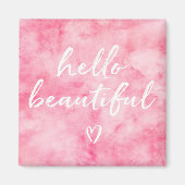 Roze Waterverf Hallo Magneet (Voorkant)