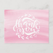 Roze Waterverf Hand Lettering Krans Dank u Feestdagenkaart (Voorkant)