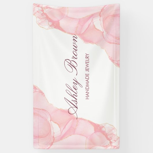 Roze Waterverf handgemaakte juwelen oorscherm Spandoek (Verticaal)