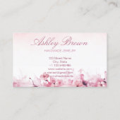 Roze Waterverf Handgemaakte Sieraden Bloemen Paste Visitekaartje (Achterkant)