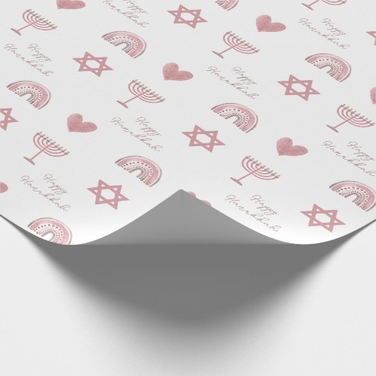 Roze Waterverf Hanukkah-pakpapier Cadeaupapier (Hoek)