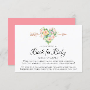 Roze Waterverf Hart Baby shower Boek voor Baby Kaart