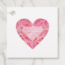 Roze Waterverf Hart Gem Diamond Glam Liefde Bedankjes Labels