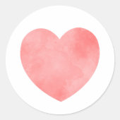 Roze waterverf hart, lief romantisch design ronde sticker (Voorkant)
