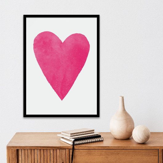 Roze Waterverf Hart Valentijnsdag Art Print